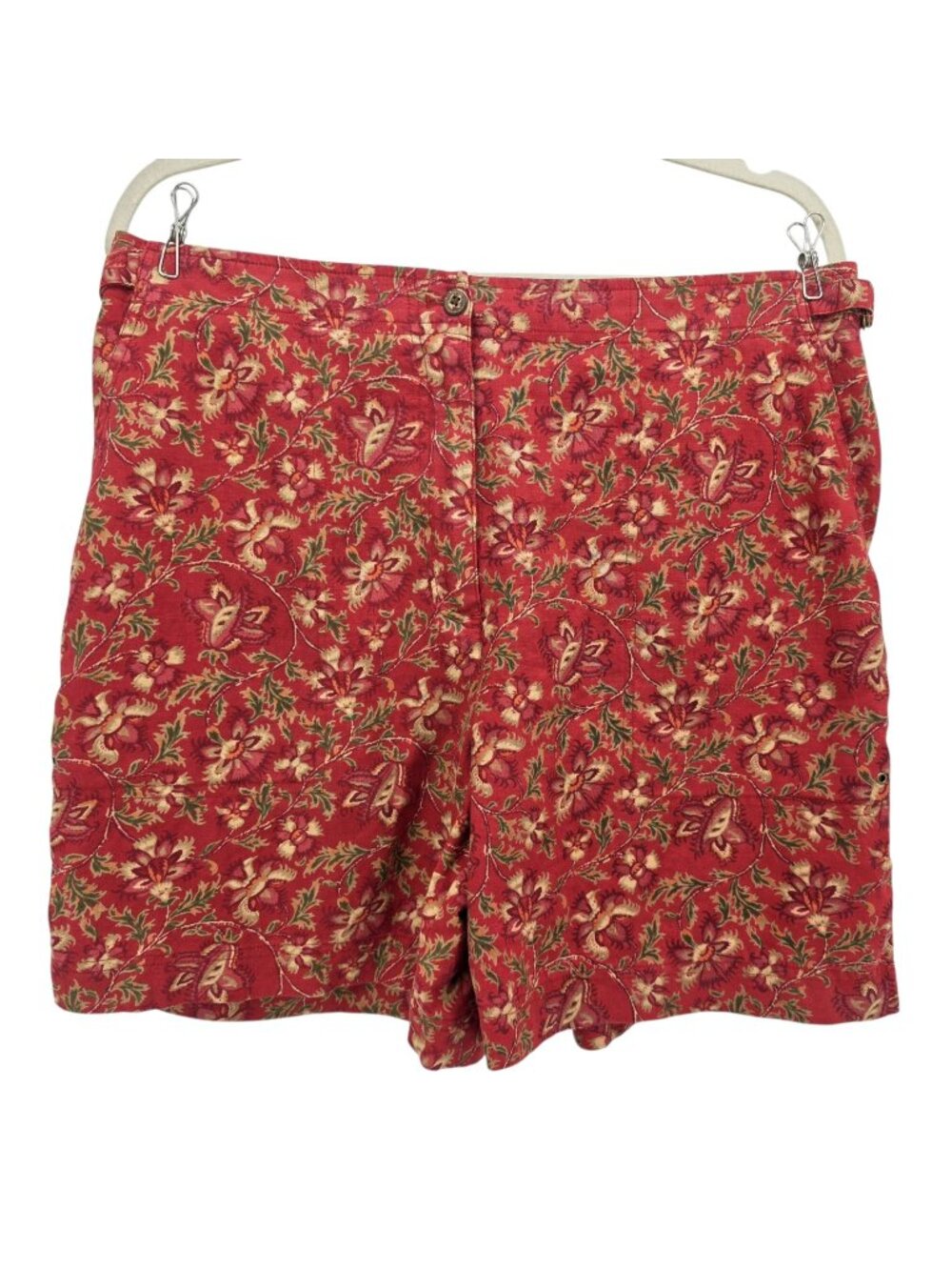 Lauren Ralph Lauren Womens 14 Shorts Linen Floral Red Multicolor Pockets Preppy